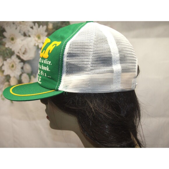 Vintage Funny Golf Swing Miracle Hat Green Mesh Snapback Trucker Hat 70's -80's - Picture 3 of 6